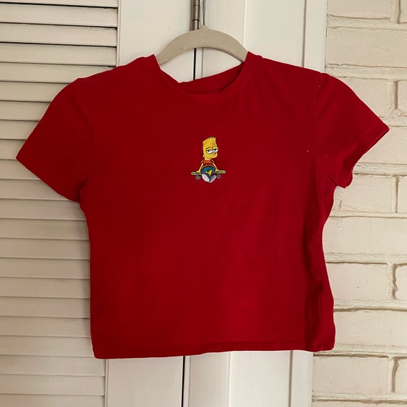 Forever 21 Small Red Bart Simpson baby tee - Picture 1 of 3